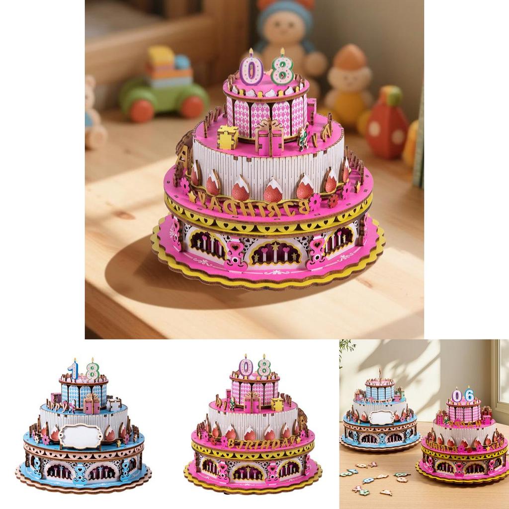Cake Music Box Wooden Puzzle Stem Toy For Kids Interactive Play