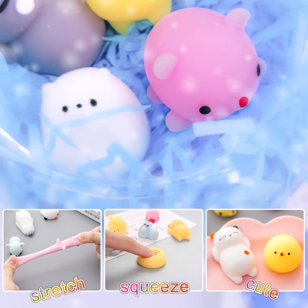 30 Pack Kids Valentines Party Favors Set 30 Mochi Squishy Toys Red Heart Plastic Box with Valentine Cards for Kids Boy Girl Valentine Gifts School