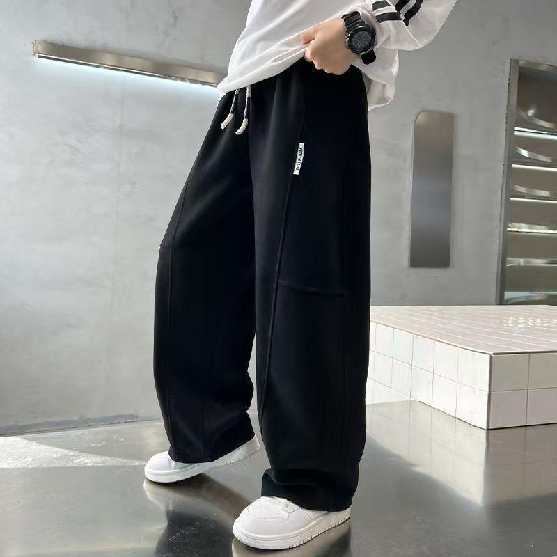 Spring 5-14Y Kids Wide Leg Sweatpants Teenage Boys Sports Pants Streetwear Fashion Loose Trousers Children Elastic Waist Pants
