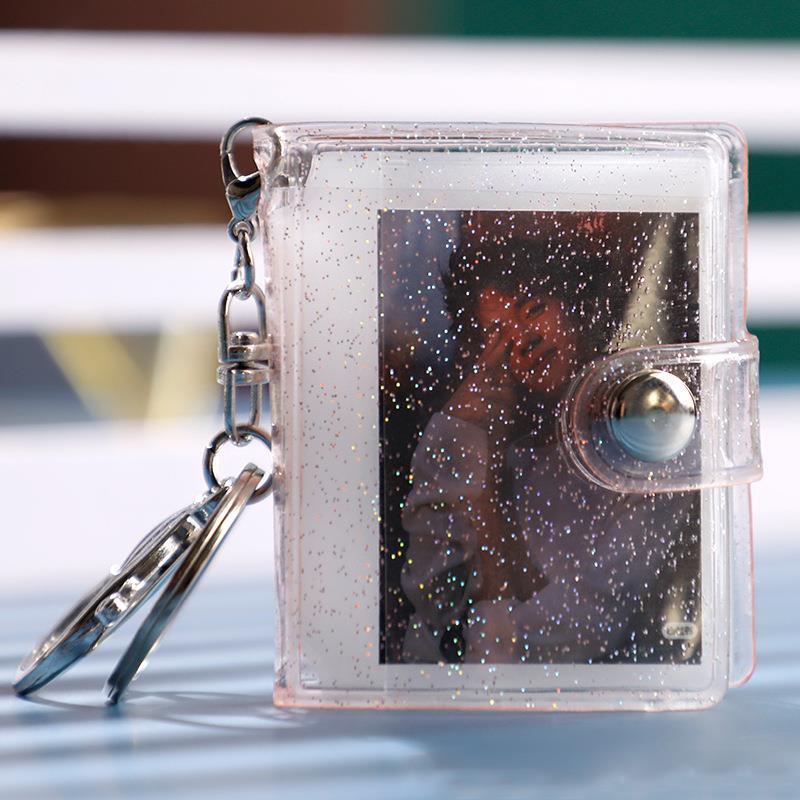 1/2 inch 20 Pockets Small Photo Album Keychain Mini Photos Collect Book Hanging Chain Card Holder Instax Card Photocard Holder