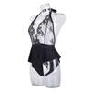 Women Nightdress Halter Neck See-through Lace Off Shoulder Open Crotch Bodysuit Sleeveless