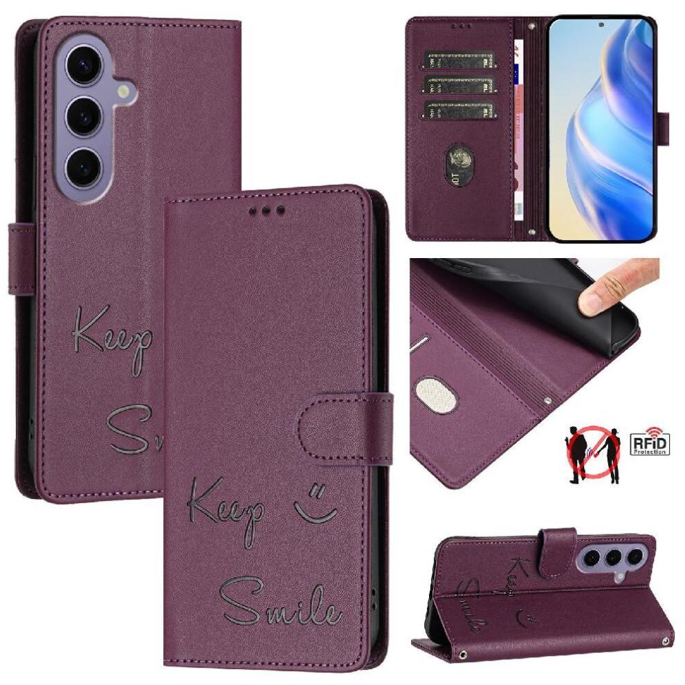 (Purple) Case for Samsung Galaxy S24 Plus 5g Flip Cover Rfid Blocking Pu Leather Card Holder Wallet