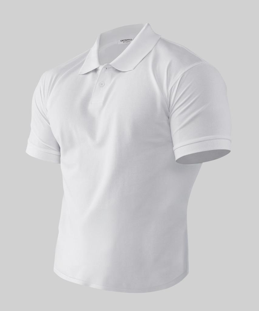 UNTAPPED STUDIO [2Pack] Muscle Fit Cotton Polo Pique Collar Short Sleeve T-Shirt 2 Colors