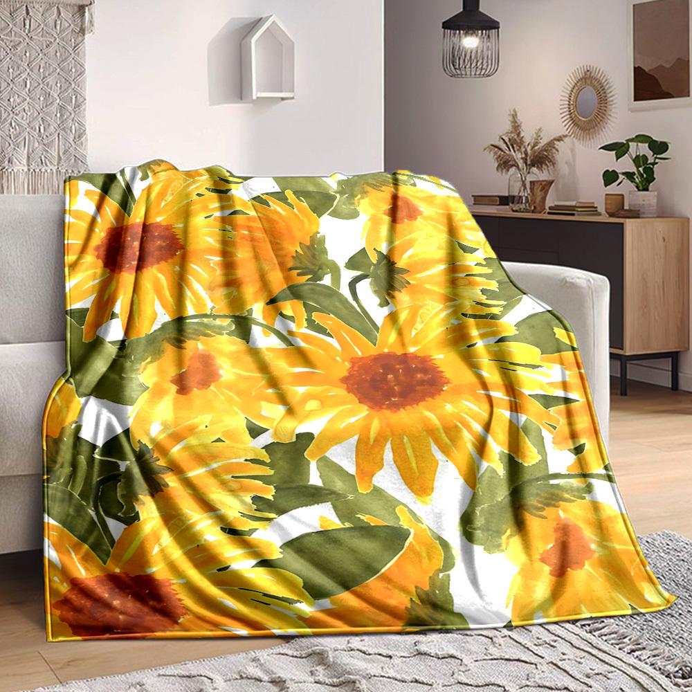 

1pc Sunflower Pattern Blanket Warm,Perfect for Camping And Travel, Making It a Great Gift for Any Season yy250904174 75x90cm