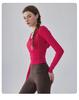 Women's Hooded Slim-Fit V-Neck Yoga Suit - Autumn & Winter Long-Sleeved Fitness Top for Running & Pilates