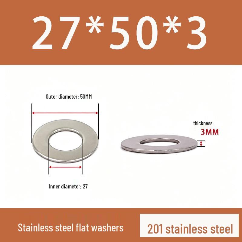 201 Stainless Steel Rust-proof Flat Washer - National Standard Hardware Fasteners with Complete Specifications, In Stock.