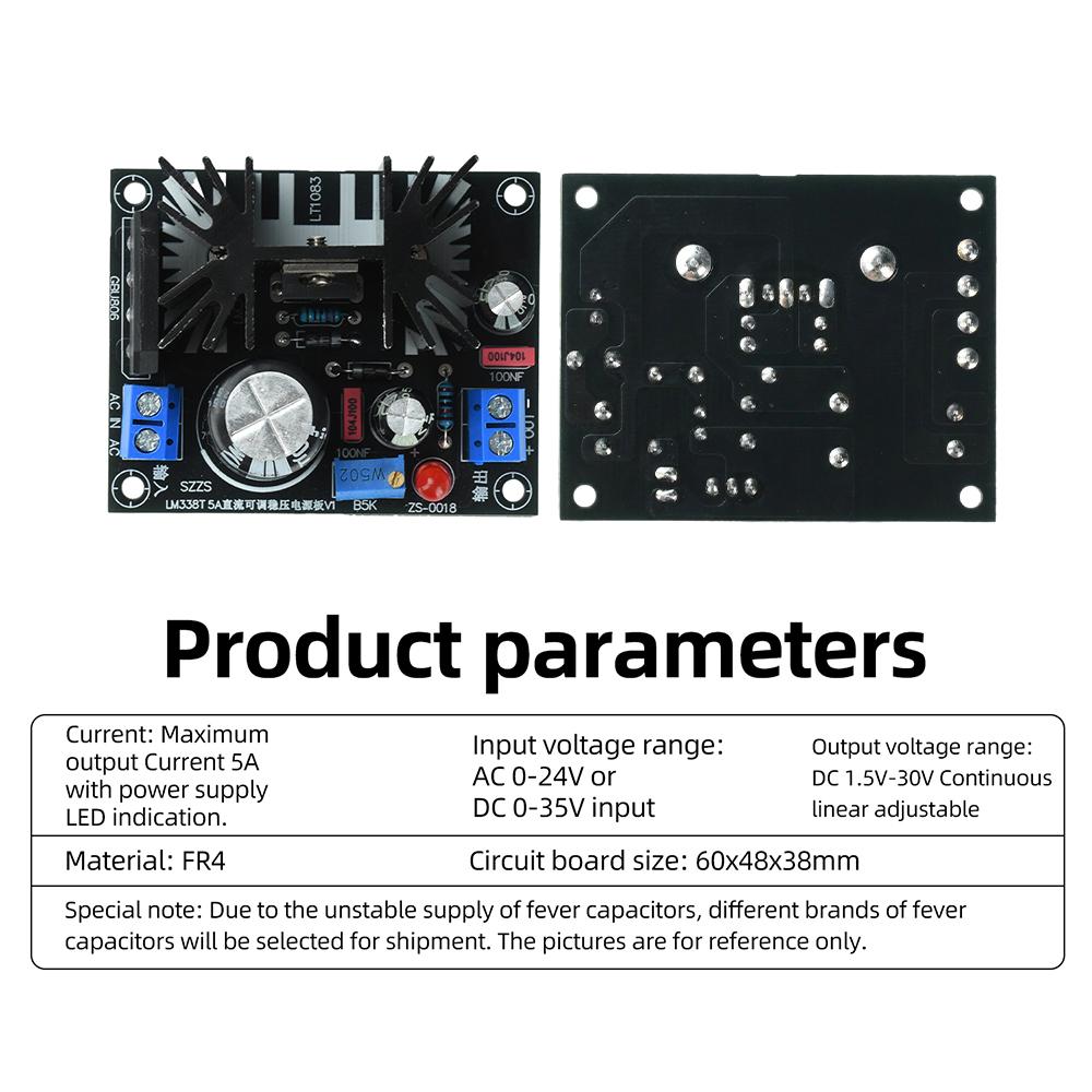 AC 1-11V/DC 1-11V Input 1.1V-11V Output LM118T B161C DC Adjustable Voltage Power Board 1A High Current Module DIY Electronic