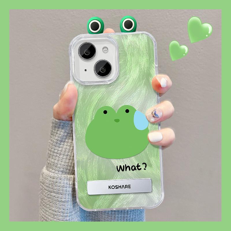 Suitable for Sweat Frog Doll Suitable for Apple 13 Mobile Phone Case Huawei Mate60pro Bracket 16 Cute 15 Couples