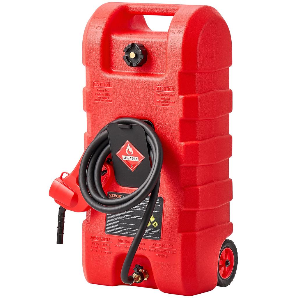 VEVOR Fuel Caddy, 15 Gallon, Portable Fuel Tank with Gravity & Hand Pump Modes, Fuel Tank Container with Wheels