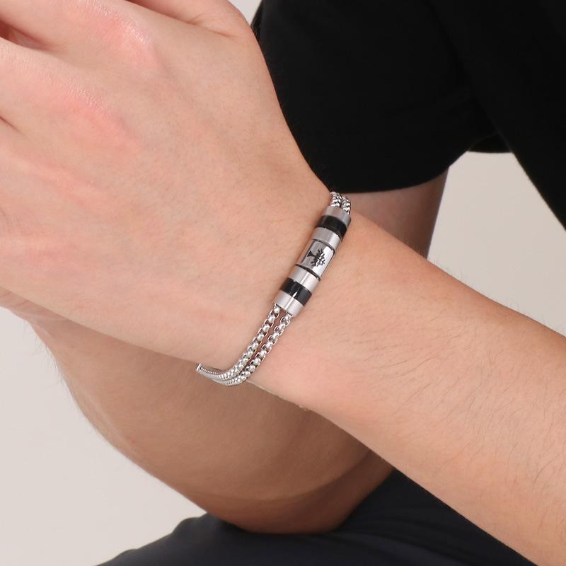 Double -Buckled Jewelry Buckle Couple Titanium Steel Element Bracelet