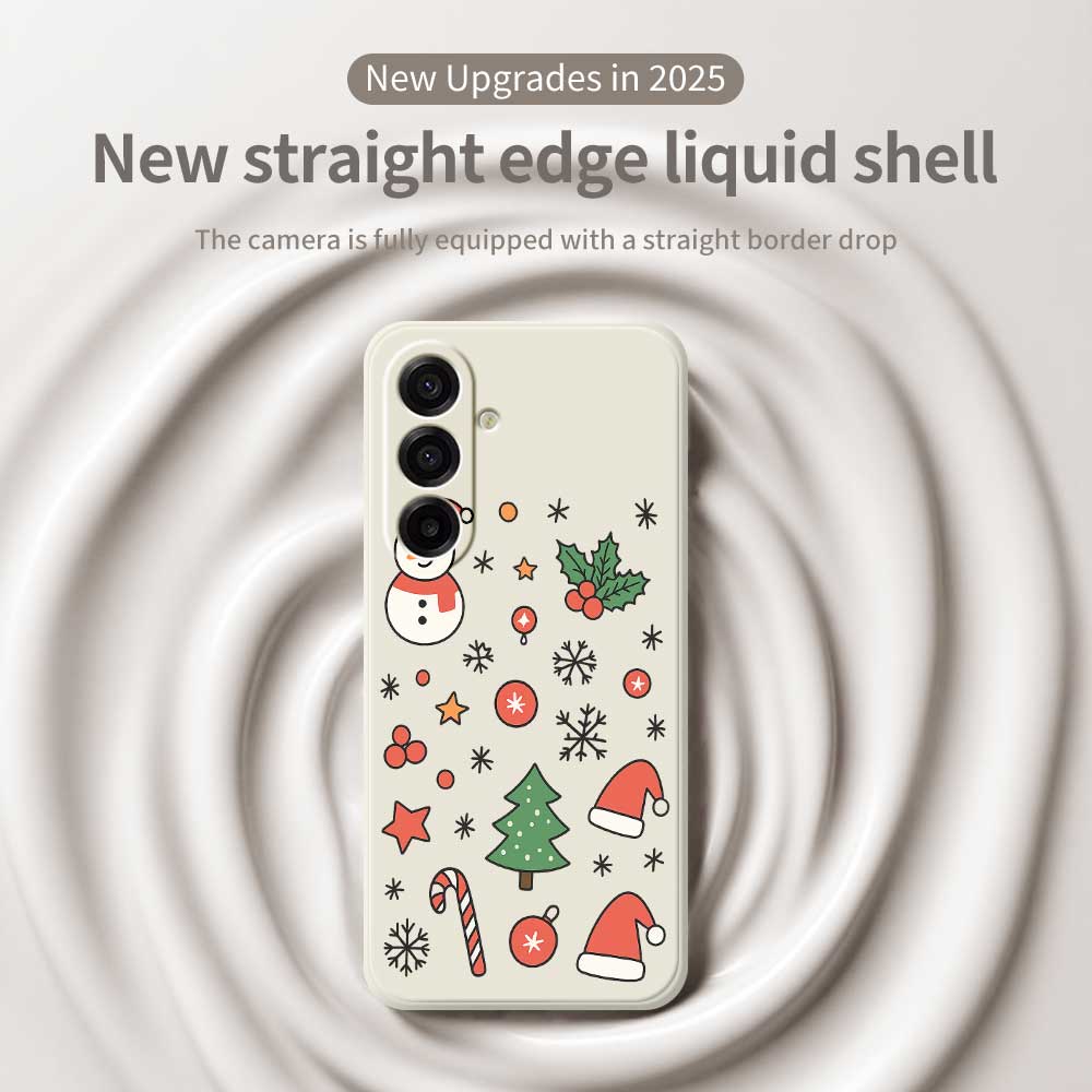 For Samsung Galaxy A17 5G Case Snowman and Santa Hat Pattern Printing Straight Edge TPU Phone Back Cover