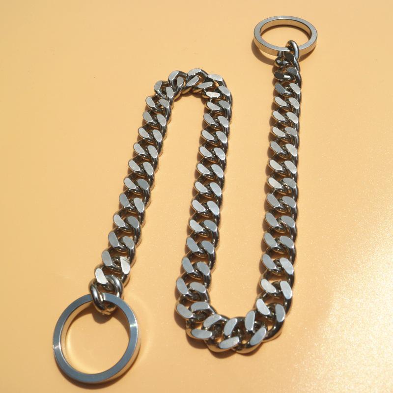 Polished Stainless Steel Twisted Link Dog Chain Collar - Retractable Pet Accessory 3.0mm x 40cm