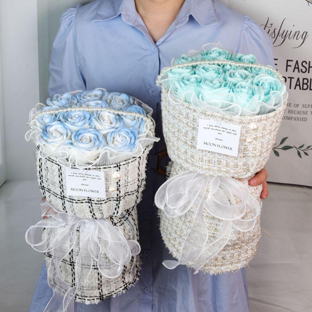 

Фестиваль ароматов маленький мыльный цветок Искусственные розы Светодиодный цветочный светильник Сухоцветный свадебный букет