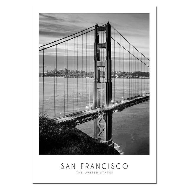 Black And White Abstract Wall Art Canvas Painting Paris London New York Posters Prints Nordic World City Landscape Picture Decor