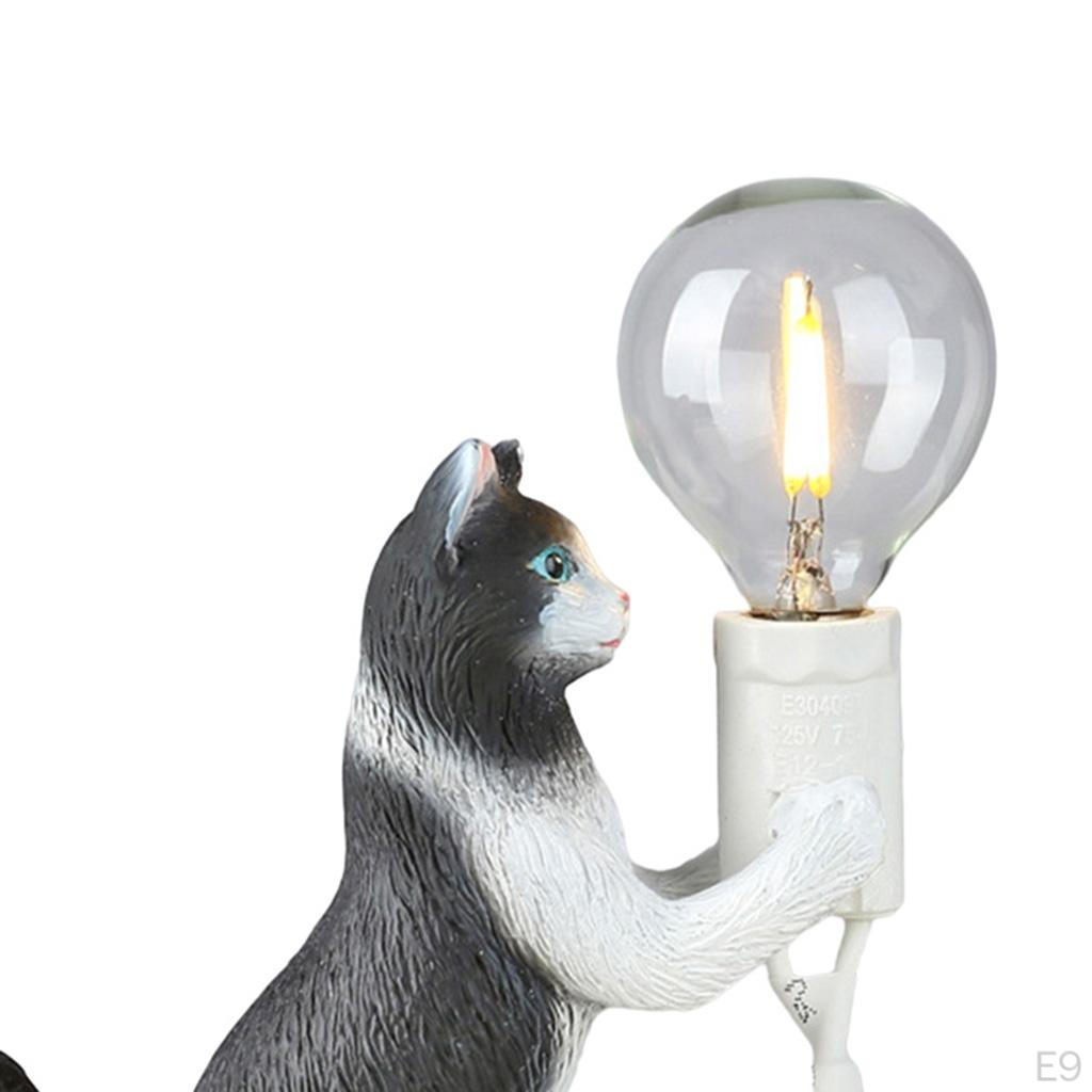 Artificial Cat Shaped Bedside Table Wall Lamp Desk Night light house Decoration Housewarming Gift