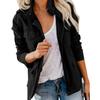 Women Jackets Zipper Spliced Pockets Full Sleeve Slim Fit Casual Coats Turn Down Collar Solid Jacket Streetwear Autumn