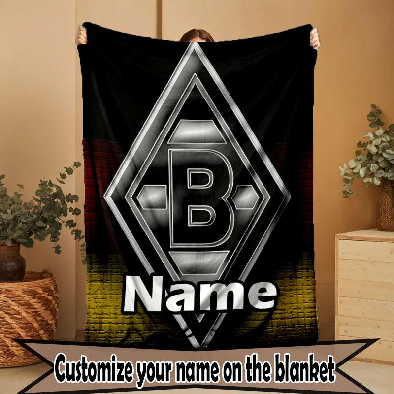 Custom Name Personalized Borussia Monchengladbach Print Blanket, Home Decor, Bedroom, Sofa, Camping, Couch, Gifts for Birthday Christmas