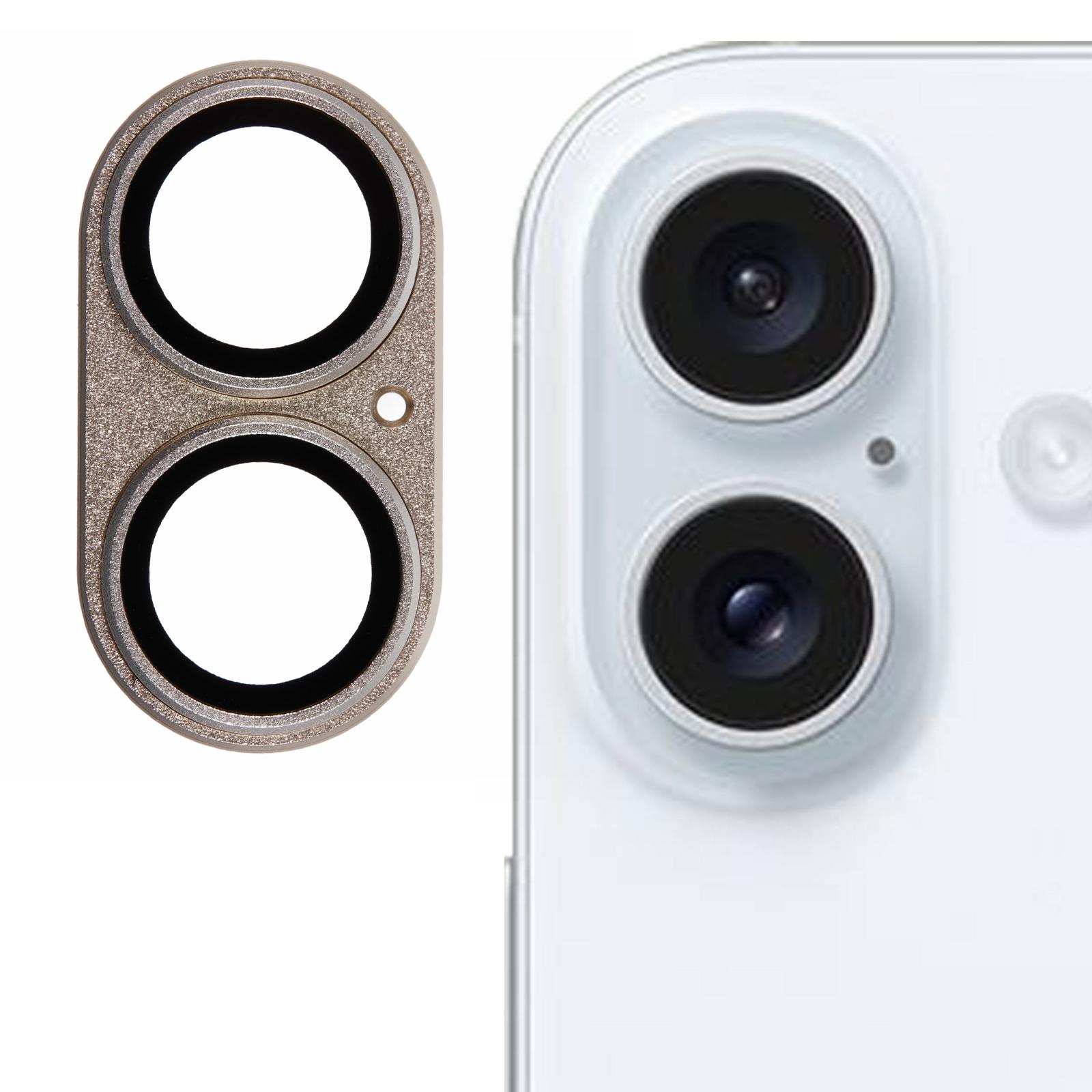 

For iPhone 16/16 Plus Camera Lens Protector Clear Tempered Glass Lens Film Gold