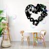 Vintage Black Metal Heart Wall Art with Leaf Design Hanging Ornament Indoor Outdoor Home Decor Gift
