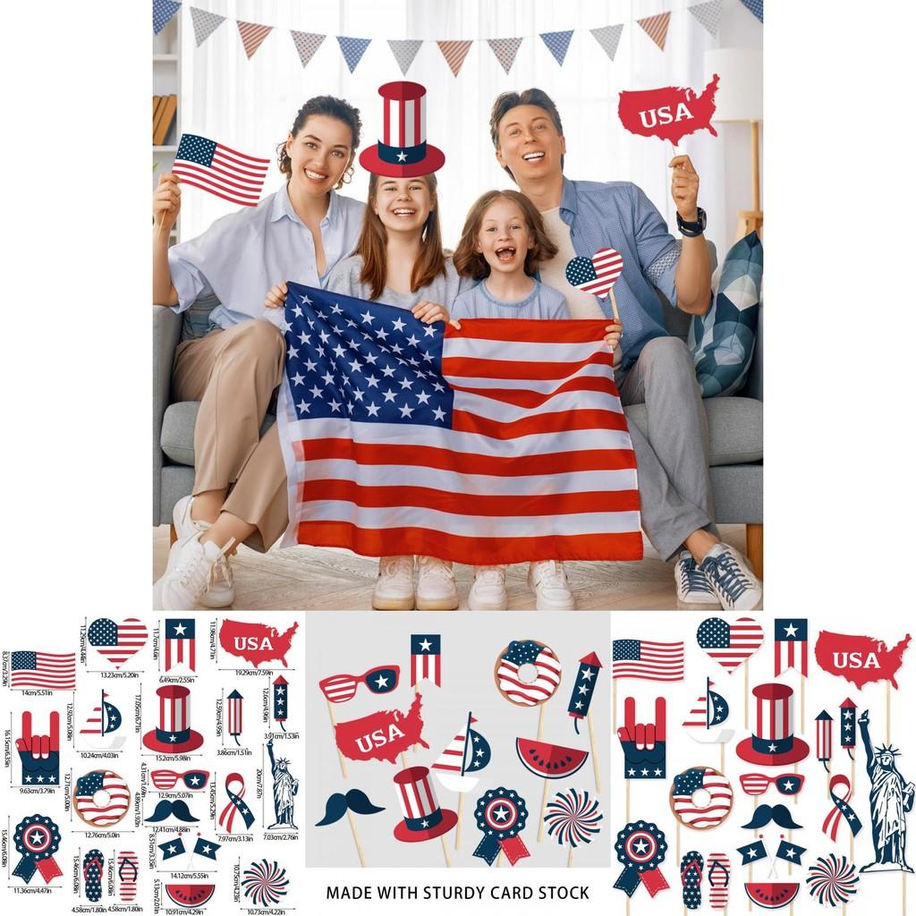 American Independence Day Photo Props Set With 20 Paper Party Decorations For Celebrations