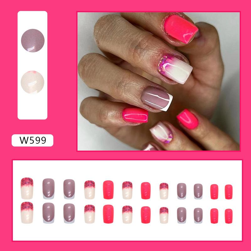 Summer Colorful Fresh And Cute Flowers European And American Fake Nails Solid Color Matte Nail Art Pieces Fashion Wear Nail
