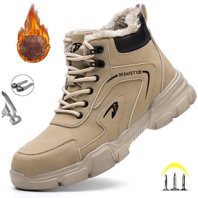 Winter Plüsch Arbeit Stiefel Für Männer Ankle Anti-smash Anti-punktion Sicherheit Schuhe Stahl Kappe Schützende Männliche Schuhe unzerstörbar