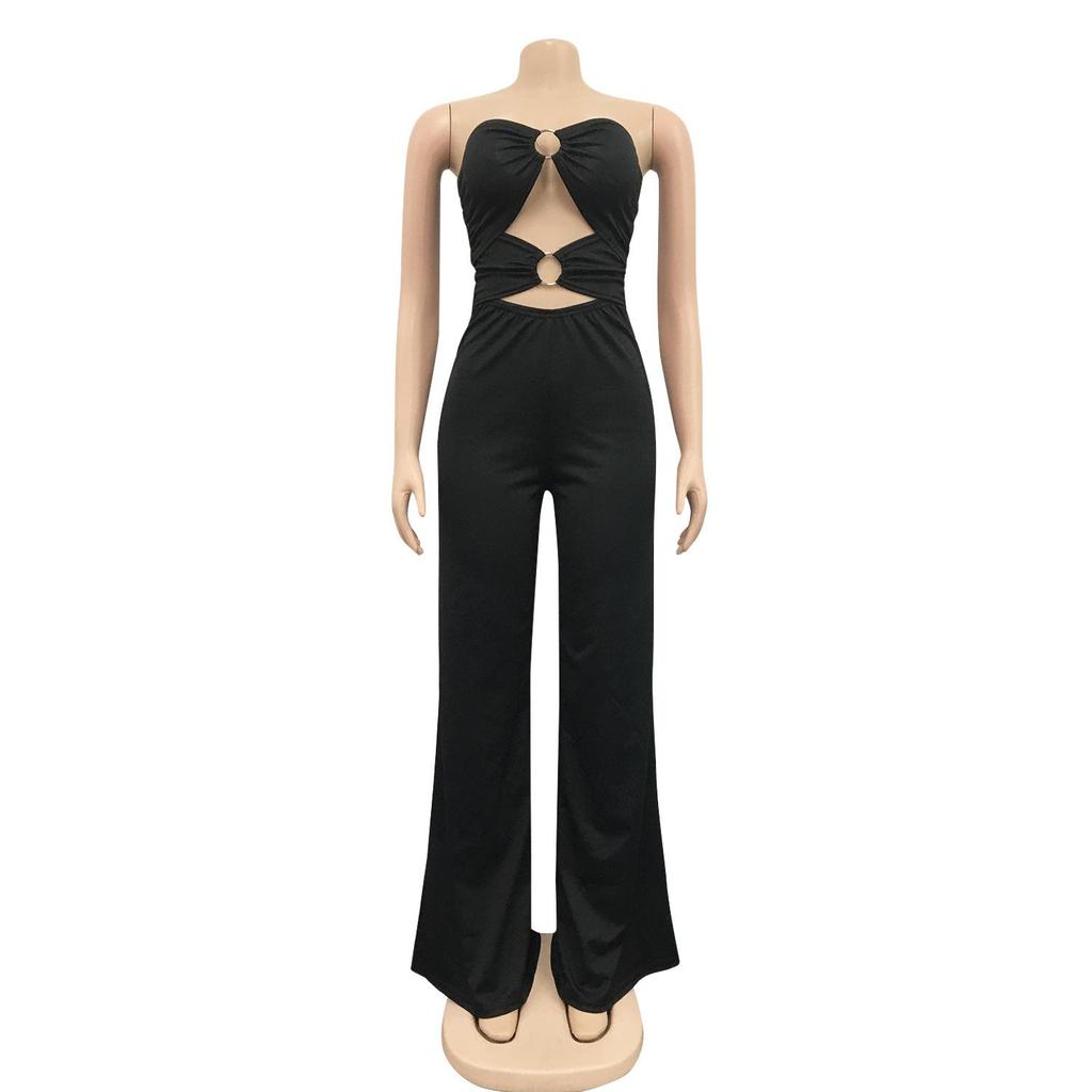 Women’s Sexy Bandeau Jumpsuit with Wide-Leg Pants - European and American New Fashion