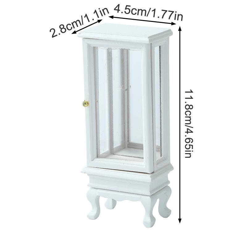 1/12 Dollhouse Simulation Glass Cabinet Cupboard Model Dollhouse Miniature Storage Cabinet Furniture Living Room Decor Toy