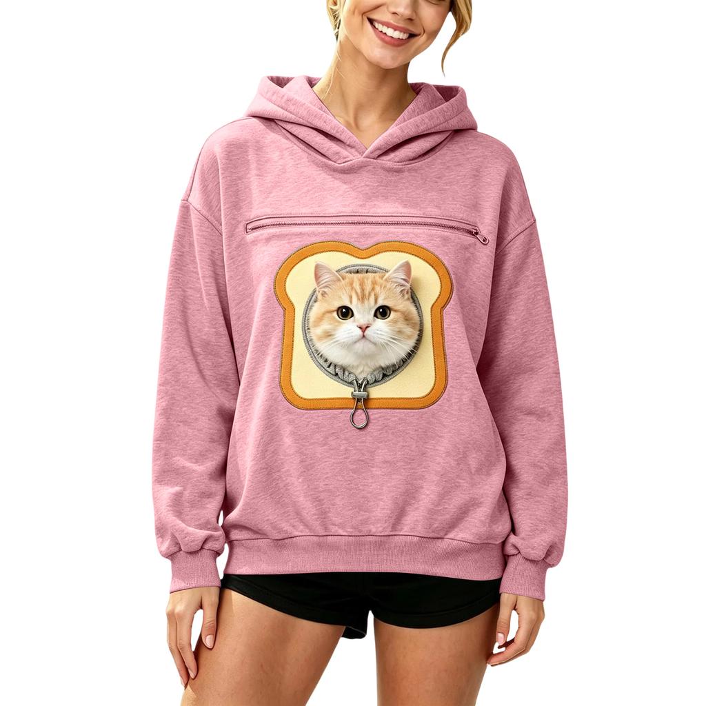 Unisex Long Sleeve Dog Pocket Sweatshirt Hoodie, Loose Casual Warm Pullover for Fall and Winter