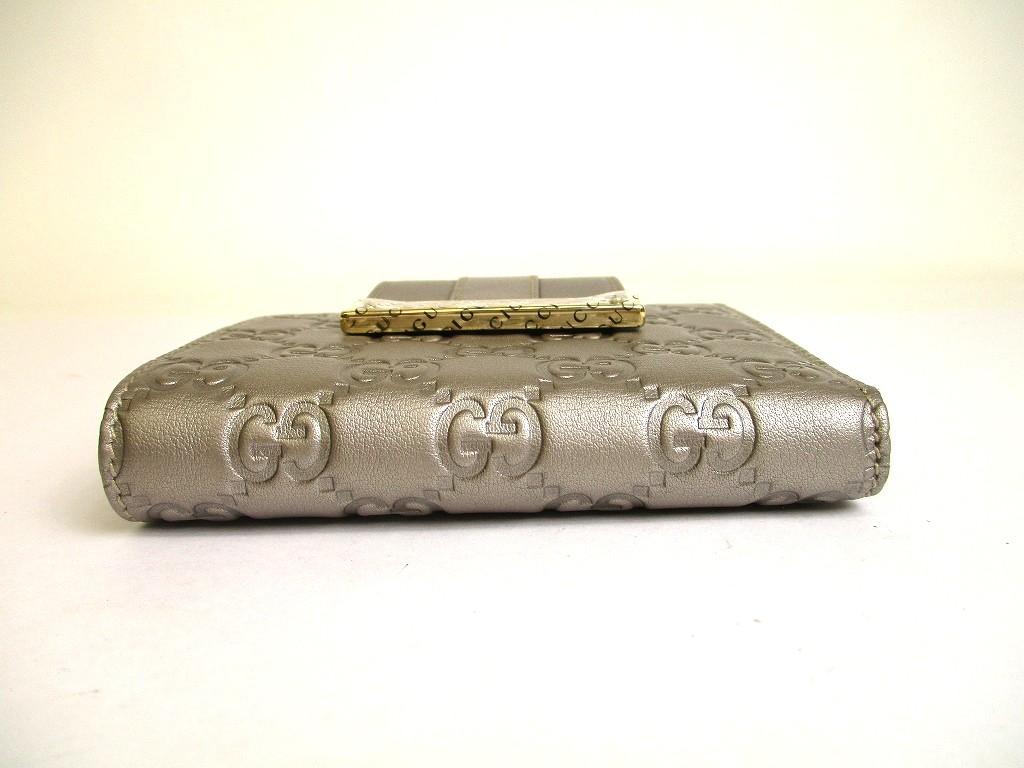 Authentic GUCCI GG Metal Guccissima Gray Signature Leather Bifold Wallet #a879  Refurbished