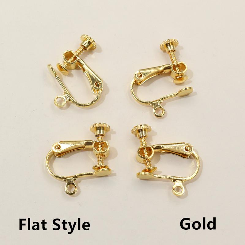 10 Stück 15x13mm Messing-Schraubohrclip-Fassungen, drehbare Pads, Rohlinge für DIY-Schmuckherstellung