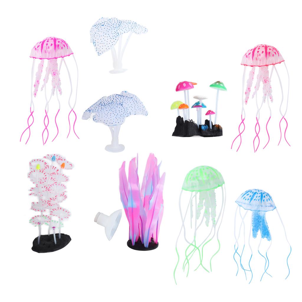9pcs Luminous Aquarium Coral Decorations Glowing Effect Artificial Coral Plant Ornaments