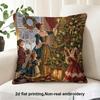 2D Flat Printing, 1pc, Victorian Family Decorating a Christmas Tree, Pillow Cover, Double-sided Printing, Polyester, Suitable for Home Decoration Such