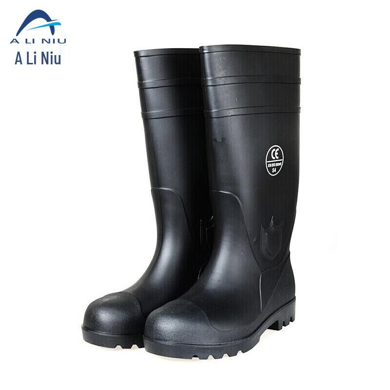 Aliniu AX-047 High-Top Black Safety Rain Boots 42