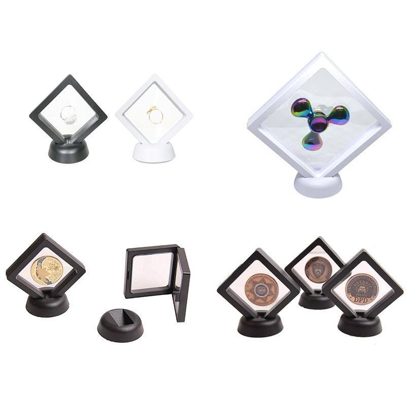 Suspended Floating Display Case Earring Coin Gems Ring Jewelry Stand Holder Box