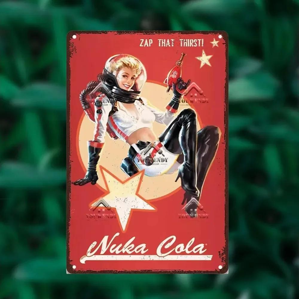 Nuka Cola Drink Posters Metal Sign - Ultimate Wall Decor for Pub Gaming Vibes, Retro Game-Themed Metal Art