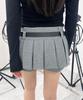 WEGO Figments Pleated Mini Skirt with Size Heather Gray Women's Double-Waist Belt, Small,