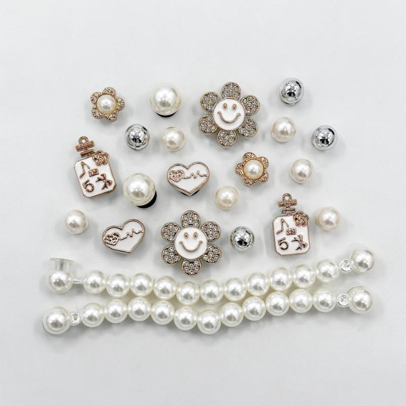 

Набор из 22 модных шармов для обуви, аксессуары, пряжка для обуви с отверстиями, цепочка с бриллиантами и жемчугом, DIY 3D украшения для обуви, подарок для женщин и девочек