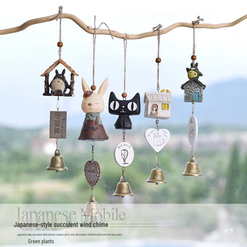 Totoro Ceramic Wind Chime Ornament - Cute Japanese Wall Decor for Girls' Bedroom