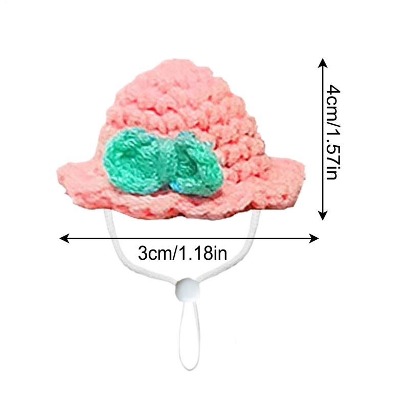 Tiny Hamster Hat Tiny Cute Pet Headwear Knitted Hamster Hat Colorful Animal Clothes With Adjustable Drawstring Soft Costume
