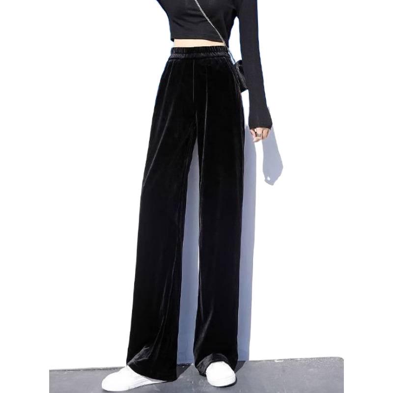 2025 Damen Samthose: Gold, Schwarz, Weit- und Schmalbeinoptionen für Herbst/Winter