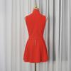 Bright Color Sexy Girl Style Knitted Two-piece Women's Sleeveless Vest High-waist Skirt