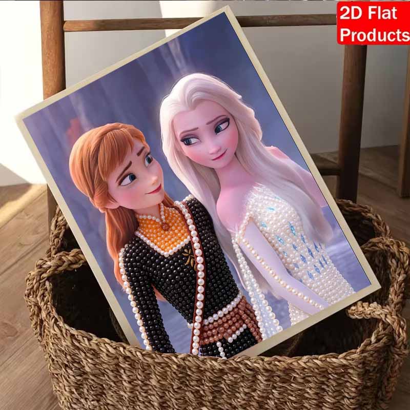 Disney Pearl Painting Frozen Anna and Elsa Sisters 5D DIY Pearl Picture Crafts for Adults/Beginners Gift Ideas Home Decor