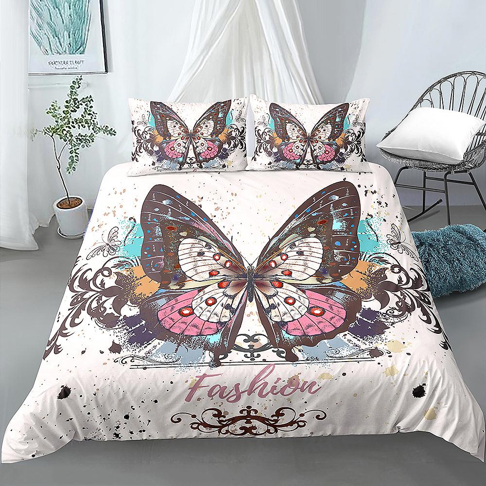 Butterfly Aesthetics Duvet Cover King Queen Beautiful Blue Flying Insect Pattern Print Bedding Set 2/3pcs Polyester Quilt Cover
