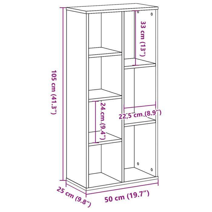 VidaXL Bookcase Concrete Grey 50x25x105 Cm Engineered Wood, Shelf, Bookshelf, Book Support, Cabinet of 852792