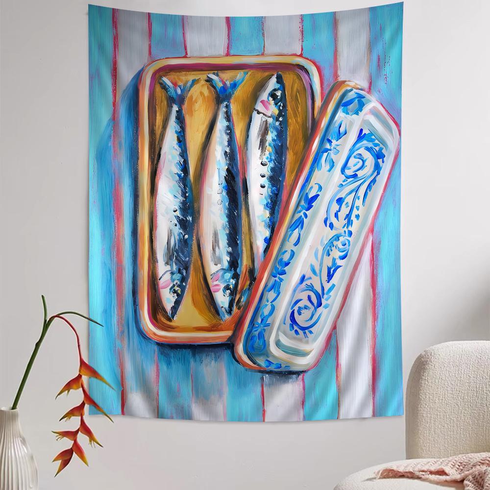 

Colorful Sardine Lobster Fish Ocean Hanging Bohemian Tapestry for Living Room Home Dorm Decor Japanese Tapestry 74x94cm(29x37in)