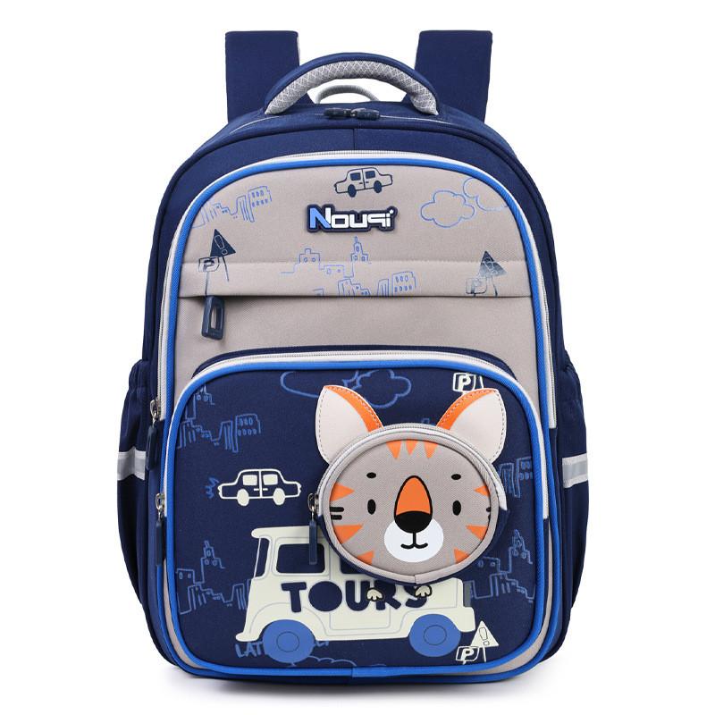 Kids Capacity Big Contrast Color Backpack With Cartoon Animal Tiger Design Cat