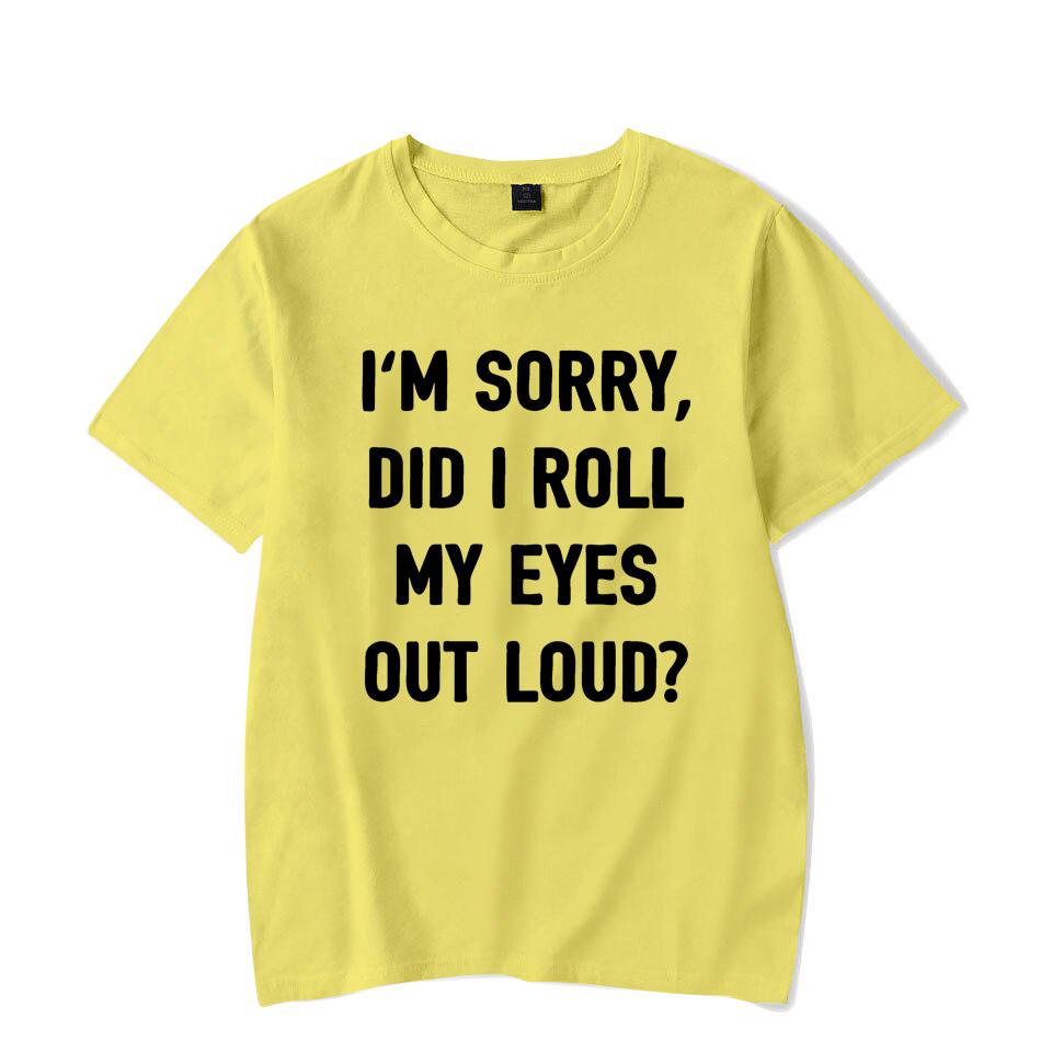 

Модные забавные футболки с принтом «Извините, я закатил глаза» женские летние повседневные футболки с короткими рукавами топы с круглым вырезом XXXXL светло-желтого