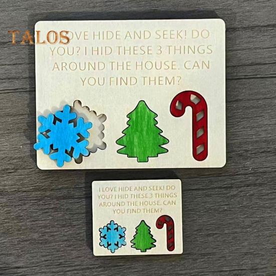 2 Pcs Hide And Seek Set Christmas Wooden Family Game Toy Interactive Xmas Hide And Seek Blocks for Home Festival Party Games