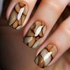 24 STUKS Glanzende Eenvoudige Vierkante Kunstnagels met Lijm Onregelmatige Patronen Vervaagd Frans Press-on Nagels Acryl Draagbare Kunstnagel Tips